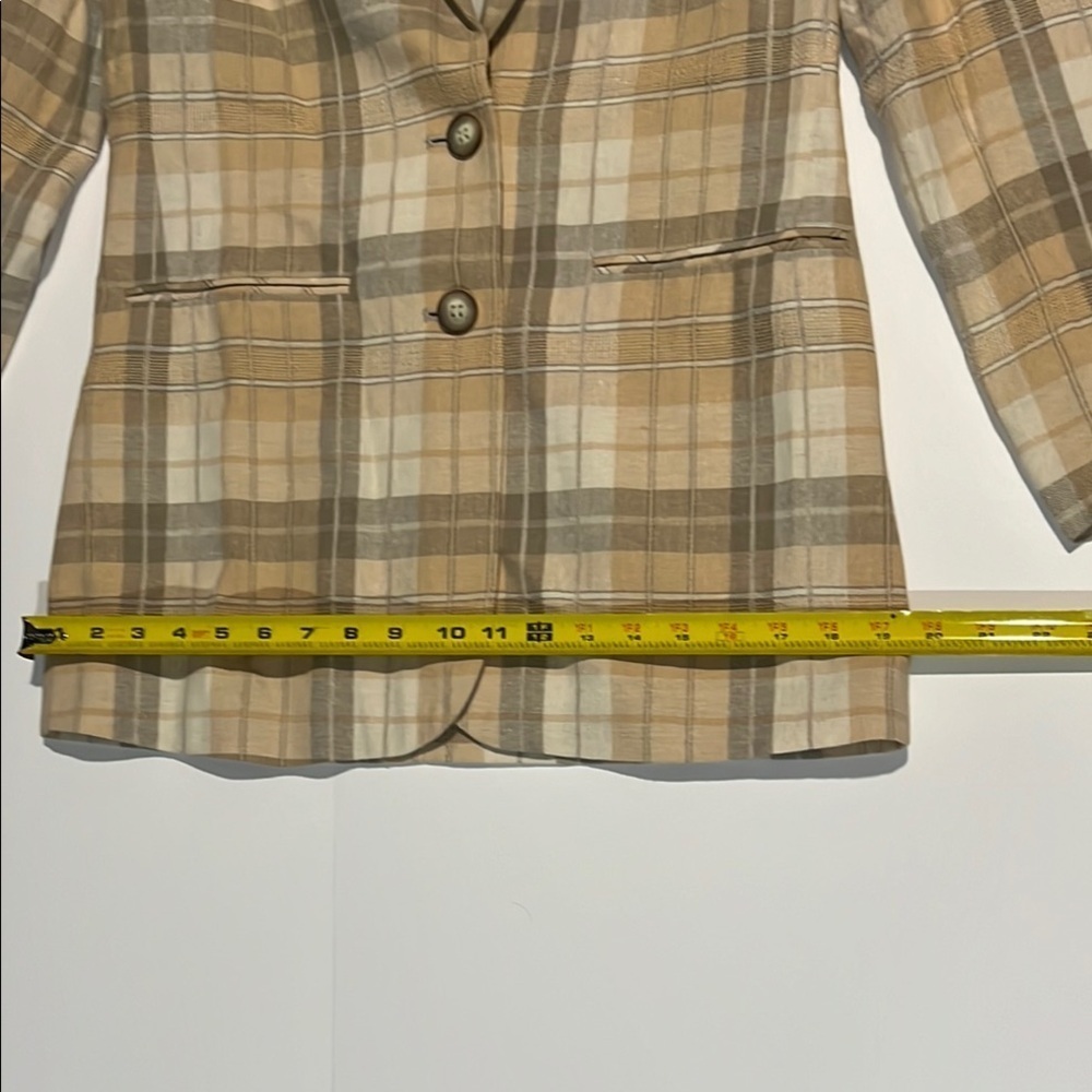 PHD Vintage Tan and Cream Blazer Classic Plaid Design - Picture 4 of 6